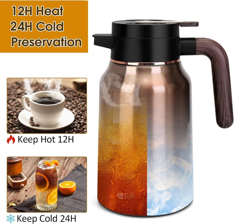 GearRoot 51oz Thermal Coffee Carafe, Stainless Steel Carafes for Hot Liquids 12 Hours, Insulated Coffee Carafes For Keeping Hot Coffee, Hot Water, Tea, Hot Beverage (Gold) - Image 4